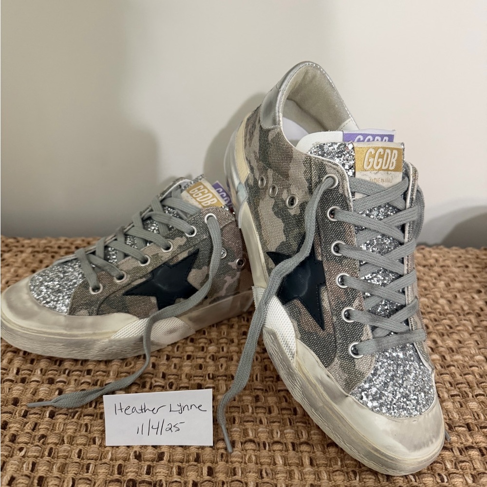 HTF Golden Goose Camouflage and Silver Glitter Sneakers 😍🤩